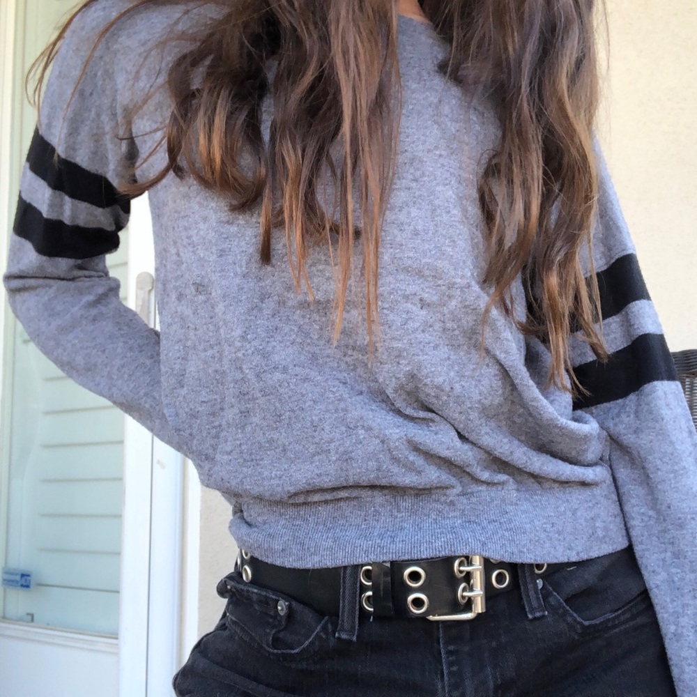 Brandy Melville gray sweater w/ black stripes